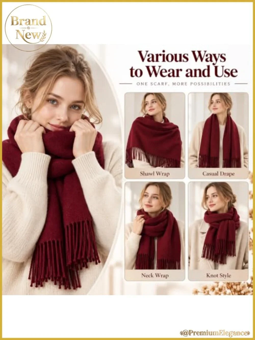 Oversized Blanket Scarf Shawl Wrap with Tassels 78.5x26.5